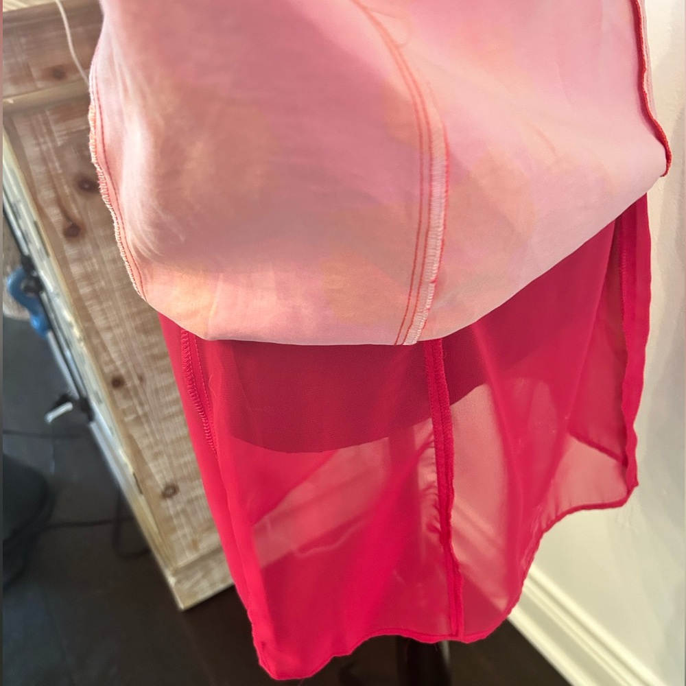 Zara Puff Sleeve Jacquard Fuchsia Floral Mini Dress Medium NWT - Picture 14 of 16